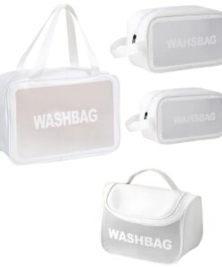 4 Piece Waterproof Toiletry Bag with Handle - Easy Trade - White