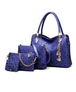 4 Pieces Purses And Handbags For Women Shoulder Tote Bag Set - Blue