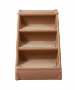 4 Step 47.5cm tall Foldable Pet Small Dog&Cat Steps Stair With Traction Mat - Brown