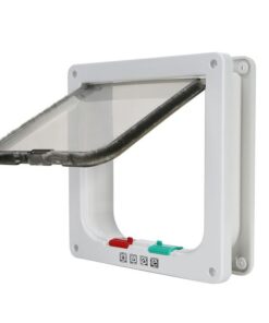 4 Way Lockable Cat Flap - White (Size: L)