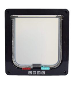 4 Way Lockable Pet Flap Door - Black (Size: L)