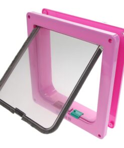 4 Way Lockable Pet Flap Door - Pink (Size:L)