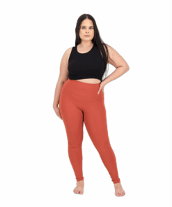 4-Way Stretch Leggings With Pockets Burnt - Orange by Soul Lifestyle - XL