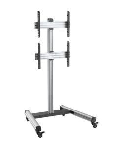 40 - 65" Dual Stacking Screens, Height Adjustable Aluminium Av Trolley