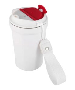 400ml Insulated CoffeeMug Nylon Handle Stainless Steel Travel Flask Tumber - White