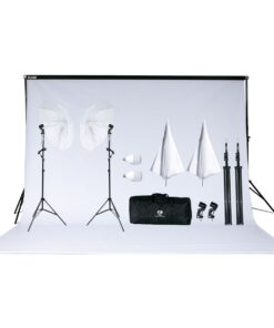 400W LED Enthusiast Backdrop and Umbrella Light Kit Bundle-White