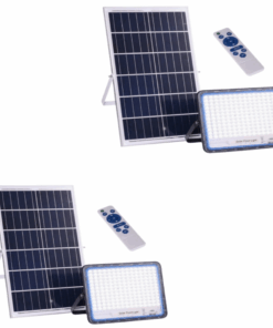 400W LED Solar Flood Lamp with Solar panel & Smart Remote - 2 Pack