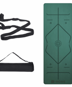 4.5mm Lotus Yoga Mat with Posture Line Guidance and Bag and Strap - Green