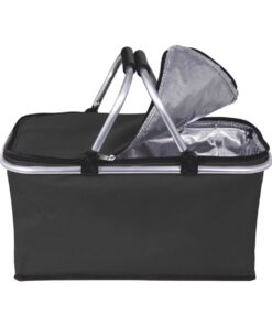 46CM Foldable Picnic Basket Shopping Basket Outdoor Camping Cooler Bag - Black