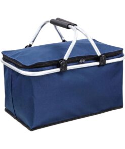 46CM Foldable Picnic Basket Shopping Basket Outdoor Camping Cooler Bag - Blue