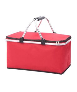 46CM Foldable Picnic Basket Shopping Basket Outdoor Camping Cooler Bag - Red