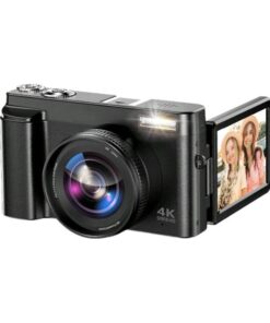 4K Digital Camera With 180 Flip Screen And 16X Anti-Shake - Black