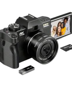 4K HD Digital Camera With 180 Flip Screen & 32GB SD Card - Black