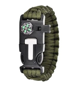 5-in-1 Emergency Kit Paracord Survival Bracelet Integrated Compass Outdoor - Army green