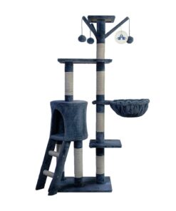 5 Layers Cat Tree Climbing Frame with Cat Condo Furniture & Plush Basket