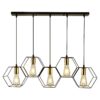 5-Light Indoor Matte Black and Satin Gold Finish Pendant Lamp