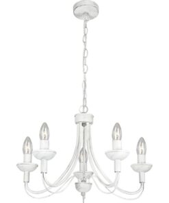 5 Light Simple Fossil White Chandelier