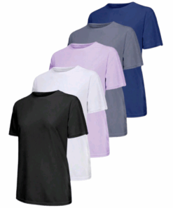 5 Pack Women's Ultra Light Breathable Gym T-Shirts / Tops for Working Out - S