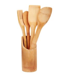 5 pcs Bamboo Kitchen Cooking Tools Utensils Set Spatulas Spoons