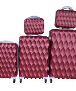 5-Piece ABS HardShell Luggage Set Burgundy with Spinner Wheels Vanity Cases