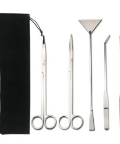 5 Piece Aquarium Plant Tool Kit , Aquarium Cleaning Kit For Fish Tank - mirror light Silver