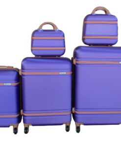 5-Piece Purple ABS Luggage Set with Wheels, Built-in Lock & Cosmetic Cases.