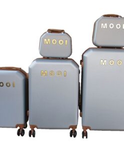 5 Pieces Travel Trolley Luggage Set - Durable, Lightweight, Versatile Suitcases - Silver