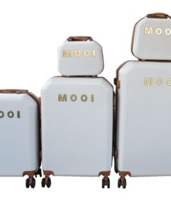 5 Pieces Travel Trolley Luggage Set - Durable, Lightweight, Versatile Suitcases - White