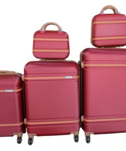 5 Suitcases Travel Trolley Luggage Set - Red
