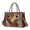 50 Shades of Brown Genuine Leather Women's Patchwork Shoulder Tote Handbag