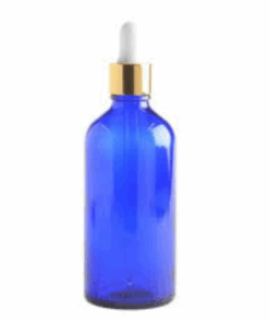 50 x 100ml Blue Serum Glass Bottles with Gold + White dropper