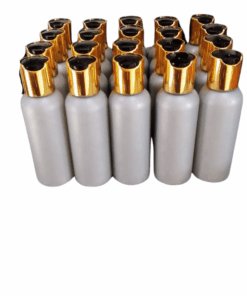 50 x 100ml Grey HDPE Bottles With Gold and Black Flip Caps