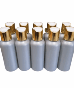 50 x 100ml Grey Luxurious HDPE Bottles With any Choice of Flip Caps Colour - Gold