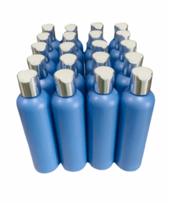 50 x 250ml Blue Luxurious HDPE Bottles with Silver + White Caps