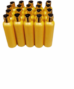 50 x 250ml Gold HDPE Bottles With Gold and Black Press Caps