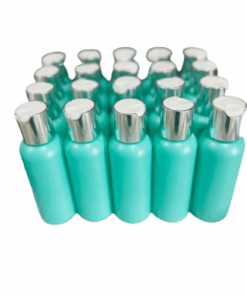 50 x 250ml Green Luxurious HDPE Bottles with Silver and White Caps