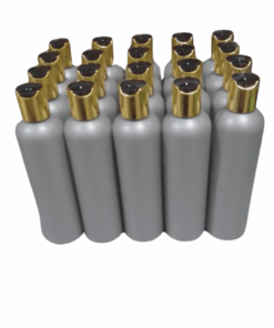 50 x 250ml Grey Luxurious HDPE Bottles With Gold and Black Flip Caps