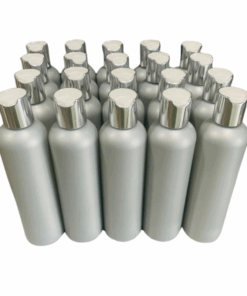 50 x 250ml Grey Luxurious HDPE Bottles with Silver + White Caps
