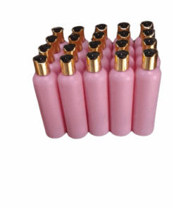 50 x 250ml Pink Luxurious HDPE Bottles with Gold + Black Caps