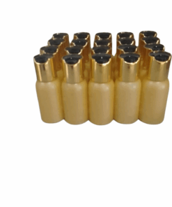 50 x 50ml Gold Luxurious HDPE Bottles With Gold + Black Flip Caps