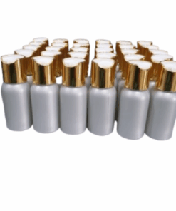 50 x 50ml Grey Luxuries HDPE Bottles with Gold/White Caps