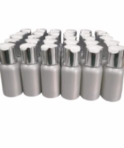 50 x 50ml Grey Luxuries HDPE Bottles with Silver/White Caps
