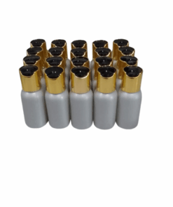 50 x 50ml Grey Luxurious HDPE Bottles With Gold + Black Flip Caps