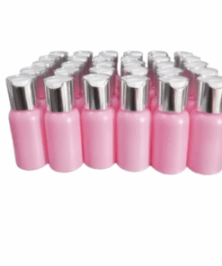 50 x 50ml Pink Luxuries HDPE Bottles with Silver/White Caps