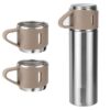 500ml Stainless Steel Thermo Bottle with Cups Vacuum Insulated Flask Set - Brown
