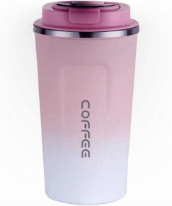 500ml Vacuum Cup Stainless Steel Temperature Display Coffee Flask - Pink