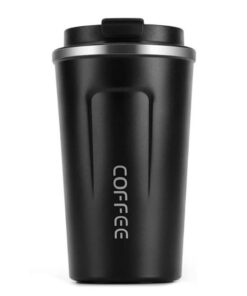 500ML Vacuum Insulated Travel Flask Mug Double Wall Leakproof Coffee Cup - Black