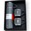 500ml Vacuum Thermos Flask With 3 Cups Set - Grey