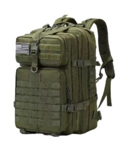 50L Outdoor Molle Assault Military Army Camping Rucksack with Flag Patch - Military Green