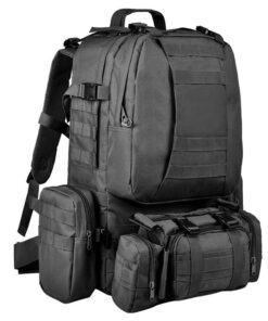 50L Tactical Backpack with 3 Molle Pouches for Traveling - Black